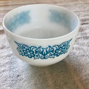 Fire King Milk Glass Bowl - rare teal retro design